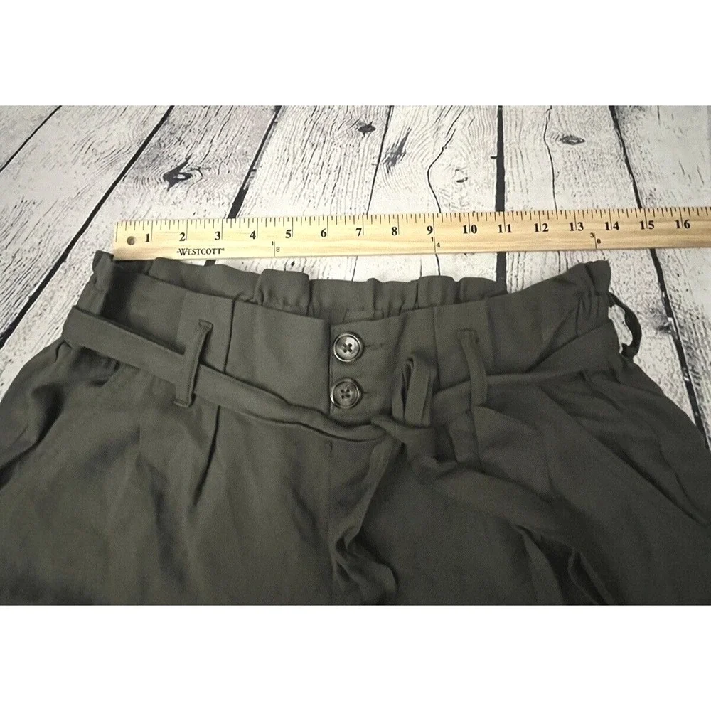 REWASH Short Shorts Womens Size Small Green Lightweight Belted Elastic Waistband